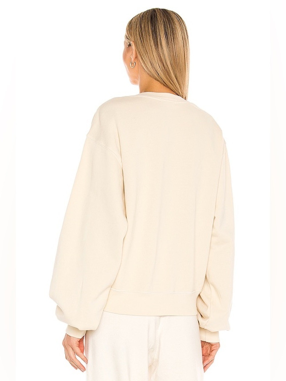 AGOLDE Low V-Neck Sweatshirt Medium Cream Ivory Heavyweight Pullover A7057 - Picture 7 of 14